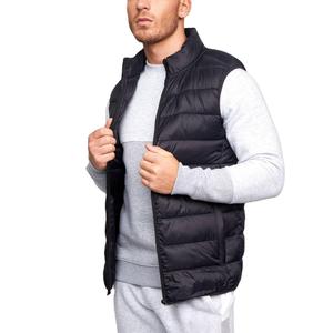 Chaleco acolchado sin mangas para hombre, chaqueta acolchada de lona revestida ligera con cremallera en la parte delantera, cuello levantado, estilo Formal en capas - Product Image 1