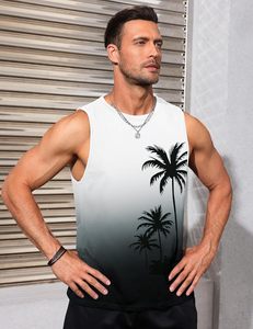 Débardeurs décontractés respirants en maille pour hommes, sans manches, coupe musclée, personnalisables, grandes tailles, vêtements de plage en polyester/coton 3D - Product Image 6