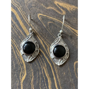 JAIPUR <b>SILVER</b> Black Onyx Round Minimalist <b>Drop</b> <b>Earrings</b> 925 Sterling <b>Silver</b> Unisex/Women's Wholesale Bulk Supply - Product Image 1