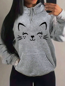 Trending <b>Happy</b> Pattern Women <b>Hoodie</b> Zipper-Up Fashion Casual Streetwear with Personality Trendy Fleece Pullover Hip Hop Style - Product Image 4