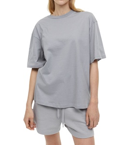 Ensemble short décontracté pour femme en coton à col rond et manches courtes, imprimé sur mesure, séchage rapide, respirant, coupe ample, idéal pour l'extérieur, été 2026 - Product Image 2