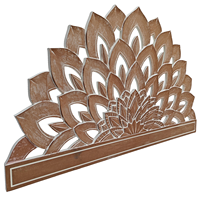 Tête de lit de luxe en bois sculpté à la main, style artisanal naturel, éclairée et réglable en hauteur, pour mobilier de maison