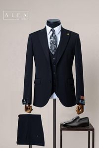 Traje ajustado de alta calidad para hombre 80% lana 20% poliéster para un estilo formal elegante - Product Image 5