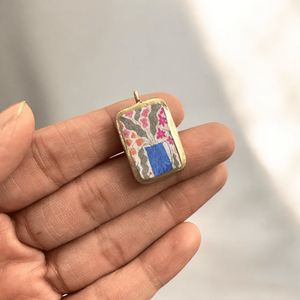 Pot de fleur en porcelaine froide de style bohème pendentif breloques résultats de bijoux sans chaîne - Product Image 1