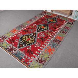 พรมตุรกี ขนาด 6x10.2 ฟุต พรมขนาดใหญ่ สีแดงเขียว พรมขนสัตว์คิลิม - Product Image 2