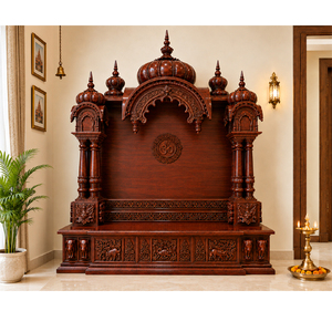 Mandir de prière en teck blanc pour la maison, design traditionnel, autel sculpté, colonnes décoratives, durable, taille personnalisée - Product Image 2