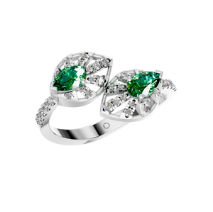 Diamant de laboratoire pour femme, feuille d'émeraude, bague fine, 950 platine, diamant taille poire, fait à la main pour les mariages - Product Image 1