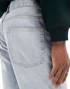 Venta al por mayor High Street Solid Summer Hip Hop Ripped Hole Denim Pantalones cortos de hombre Black Punk Wash Baggy Vintage Raw Edge Casual Denim - Product Image 5