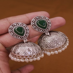 ต่างหูแฟชั่นย้อนยุค Chitai Jhumki สีเงินดูคล้ายๆกัน - Product Image 1
