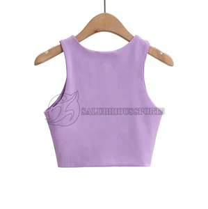 Débardeur court sexy à col rond sans manches pour femme, grande taille, uni, écologique, respirant, séchage rapide, automne, fitness, gym, décontracté - Product Image 5