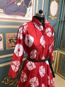 Bandhani-vestido de seda con colores Anarkali y Kurti, vestido elegante, tejido listo para usar, color rojo sangre, para manualidades indias - Product Image 3