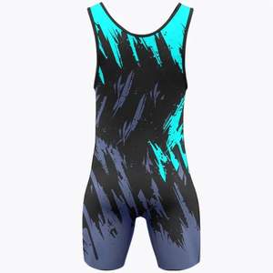 Vêtements de lutte personnalisés de haute qualité pour hommes, en tissu respirant imprimé par sublimation, sans bretelles, fermeture à pression - Product Image 3