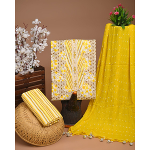 Traje de algodón de diseñador con dupatta de gasa y Zari gotapatti para un aspecto elegante Traje de algodón moderno con dupatta de gasa - Product Image 4