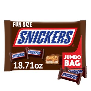 SNICKERS Fun Size Chocolate Candy Bars, 18.71 oz Jumbo <b>Bulk</b> Candy <b>Bag</b> - Product Image 1
