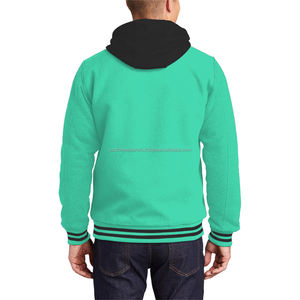 Veste universitaire coupe-vent respirante à deux poches en laine avec col montant et broderie sur le devant avec doublure en coton - Product Image 2