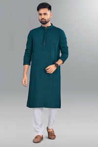 Pijama de Rayon Chikan Work Kurta para hombre, suministro de fábrica al por mayor, disponible a precio mayorista desde India - Product Image 2