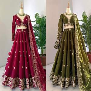 Micro Lehengha hasta tamaño 44 Foux Gorgette Hilo de trabajo con Secuencia de 9mm Choli interno incluido-Elegante tela Lehenga Choli - Product Image 6