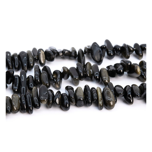 ลูกปัดพลอยธรรมชาติขายส่งเป็นจำนวนมากสำหรับการทำเครื่องประดับชิปอภิปรัชญาออบซิเดียนสีทอง - Product Image 3