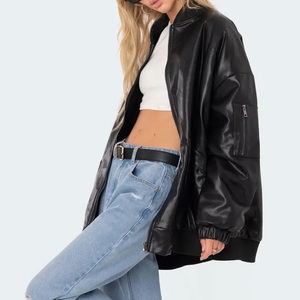 Chaqueta de Cuero de Alta Calidad al por Mayor, Chaqueta de Cuero para Mujer, Diseño Personalizado, Manga Larga, Transpirable, Estilo Urbano - Product Image 2