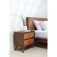 Lit en rotin en bois foncé de style japonais Midori