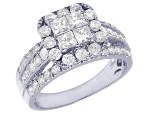 แหวนเพชรเม็ดกลมสำหรับผู้หญิงประดับเพชรเม็ดกลมและเจ้าหญิงเหมาะสำหรับการฉลองครบรอบ - Product Image 4