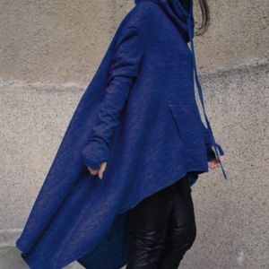 Ponchos surdimensionnés de couleur unie en gros Poncho à capuche d'hiver Manteau ample décontracté asymétrique Sweatshirts pour femmes - Product Image 6