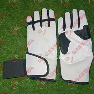Long Cuff <b>Hook</b> & Loop Closure Leather Baseball Batting Gloves Adjustable Lightweight Ambidextrous Durable Eco-Friendly - Product Image 1