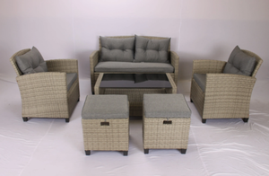 Ensemble de meubles de jardin modernes en rotin osier salon d'extérieur Mora avec 2 tabourets cadre en acier pour salle à manger-Phu Linh grossiste - Product Image 2