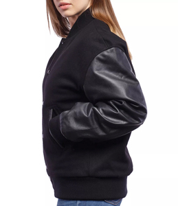 New Design <b>Pink</b> Style Winter Jackets for Women Varsity Jacket Inside Pocket Snap Button <b>Crop</b> <b>Top</b> Coats Bomber Jacket Women - Product Image 3