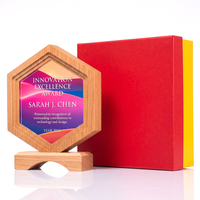 Trophée en bois massif personnalisé multi-formes, design écologique, cadeau d'exposition, médaille de reconnaissance pour employés, vente chaude