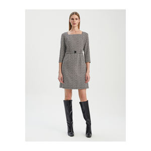 ชุดเดรสลายเข็มขัด ผลิตจากผ้าผสมวิสโคส สำหรับใส่ทำงาน BGN W24D266 - Product Image 6