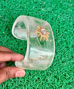 Bracelet manchette en pierres précieuses de quartz en cristal naturel Manchette en pierres précieuses de conception unique pour hommes ou femmes Cadeau spécial pour elle - Product Image 2