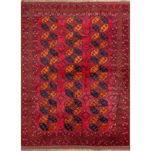 Alfombras de Lana Kiaan 9x12, Diseño Geométrico Rojo Naranja para el Hogar, Decoración de Sala de Estar, Pasillos, Anudadas a Mano, Pae-4866 para Adolescentes - Product Image 1