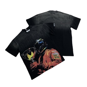 DUAA nueva camiseta de manga corta perforada con diamantes de imitación estilo americano vintage para hombre, tendencia de verano - Product Image 1