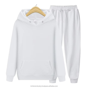 Chándal al por mayor de manga larga ropa de calle deportes gimnasio de talla grande conjuntos de hombre personalizado Puff estampado en blanco sólido de gran tamaño hombres chándal - Product Image 2