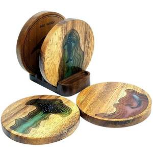 Ensemble de sous-verres en bois écologiques faits à la main Décoration d'intérieur Ensemble de sous-verres en bois rustique en bois massif pour la cuisine au prix le plus bas - Product Image 6