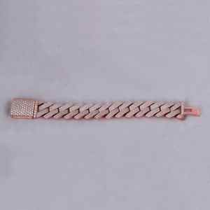 Argent Sterling 925 Glacé Moissanite Diamant Cubain Lien Bracelet Or Rose Hip Hop Chaîne Conception Cadeau - Product Image 4