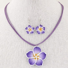 Hawaiian Plumeria Rubra Bohemia Tropical flor aleación colgante pendientes collar conjunto para Luau Beach Party regalo de mujer - Product Image 3