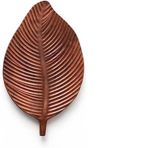 Plateau de service à thé café en bois en forme de feuille, plateau de Table à manger plateau de service à la maison bureau plateau de service de nourriture de mariage - Product Image 2