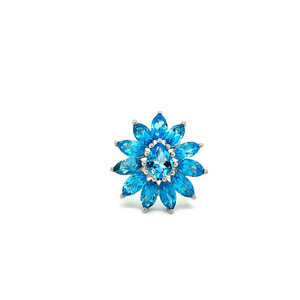 Bague en argent sterling 925 faite à la main avec topaze bleue bijoux de mariage de qualité produit en gros - Product Image 1