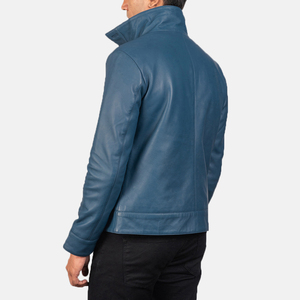 Abrigo de cuero de piel personalizado de buena calidad Abrigos de cuero cálidos Chaquetas de invierno para hombres Abrigos Chaquetas de moda azules - Product Image 4