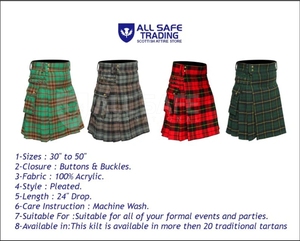 Falda escocesa de alta calidad para hombres, Highland falda escocesa de juegos, falda de tartán ajustable fácil para competición de música Cultural, ropa europea - Product Image 5