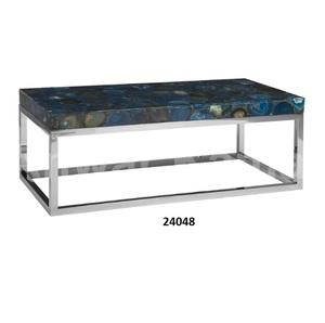 Table d'appoint ronde en acier inoxydable noir et marbre supérieur avec poli à la main et métal fini pour la maison, hôtel et bureau - Product Image 6