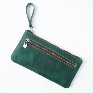 Custom Logo Genuine Leather Eco-Friendly Zipper Pencil Case & Pen Pouch with Large Capacity for School Office Use - Product Image 3