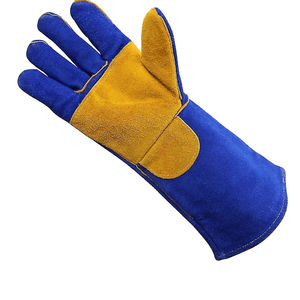 2025 guantes de seguridad de cuero dividido de vaca azul con guantes de soldadura de lana de cuero azul guantes de trabajo diario reforzados con pulgar de Palma - Product Image 5