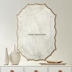 Miroir mural avec cadre en métal pour la décoration de la maison, de l'hôtel et de la salle de bain, miroir mural de design moderne avec placage doré de qualité supérieure - Product Image 6