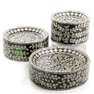 Producto caliente de alta calidad Ecológico Madre de perla Incrustaciones Cake Stand Decorativo Redondo MOP Bandeja Ramanda Holiday Mold HNH Craft - Product Image 1
