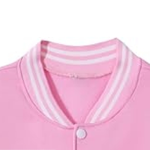 Veste universitaire rose clair et blanche, vêtement décontracté pour tous les jours, veste universitaire rose blush, style streetwear tendance - Product Image 5