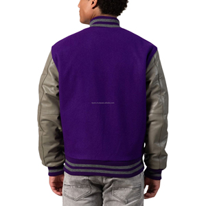 Chaqueta Varsity para Hombre, Cuerpo de Lana/Viscosa, Parches Frontales, Cierre de Cremallera, Chaqueta Bomber de Béisbol, Forro Acolchado, Uniforme de Equipo - Product Image 2