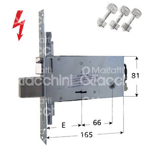 SERRURE ÉLECTRIQUE DOUBLE CARTE 8/12V AC pour triples bandes, 4 lancers et loquet, avant. ACIER INOXYDABLE. Les tiges ne sont pas incluses. - Product Image 1